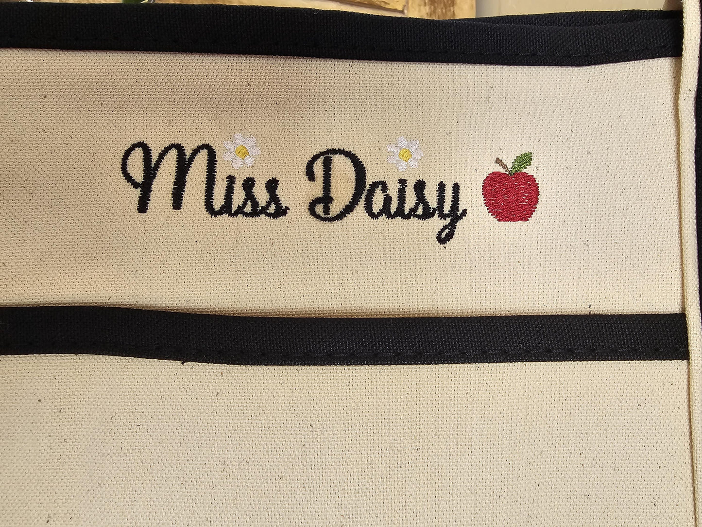 Personalized Embroidered Teacher Canvas Tote Bag with handles Large. Large Tote Teacher Gift. Monogrammed Teacher Tote. Back to School Totes