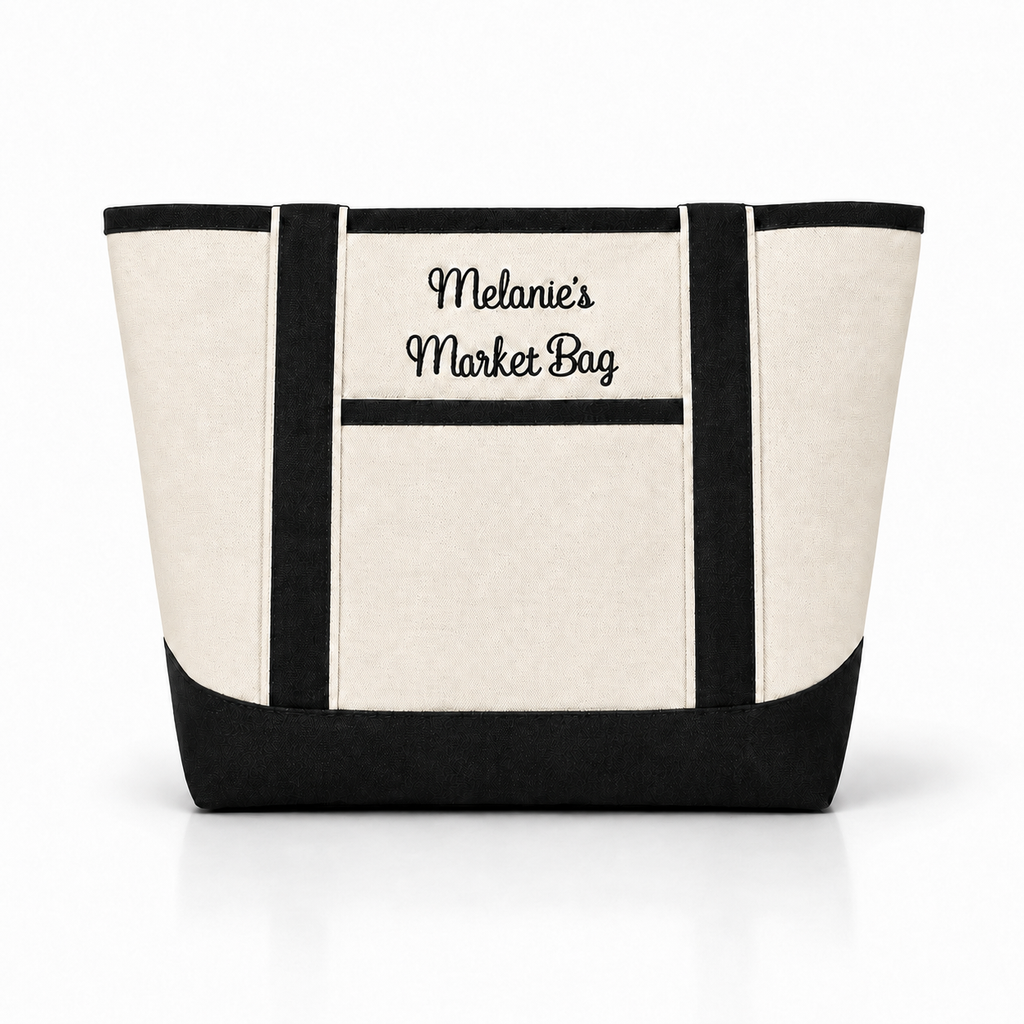 Personalized Embroidered Market Tote Bag – Custom Name