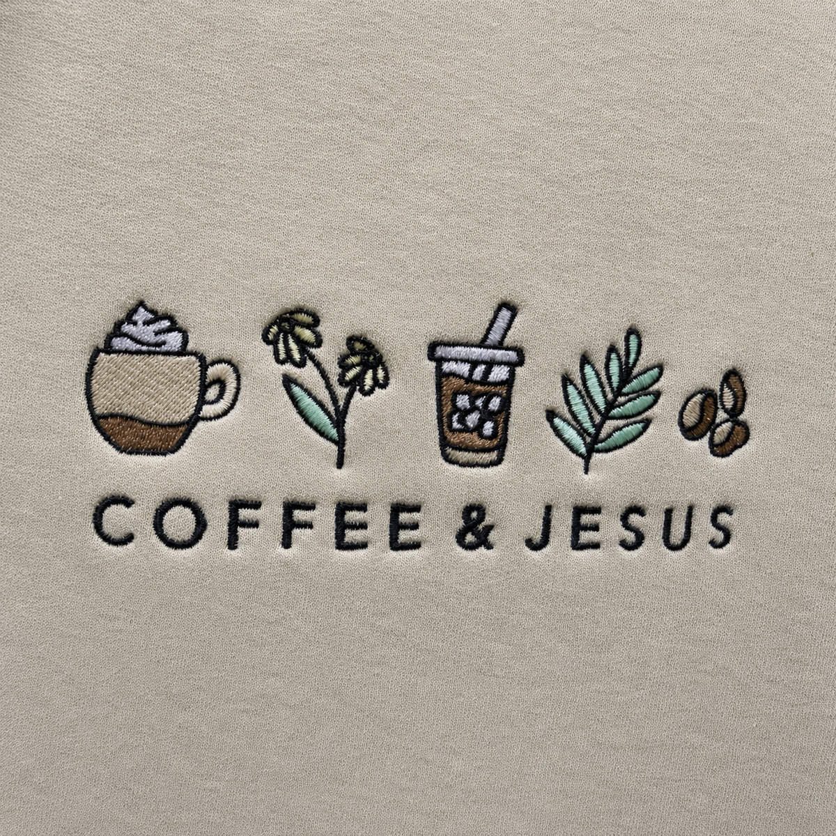 Coffee & Jesus Embroidered Sweatshirt | Gildan Christian Crewneck Gift