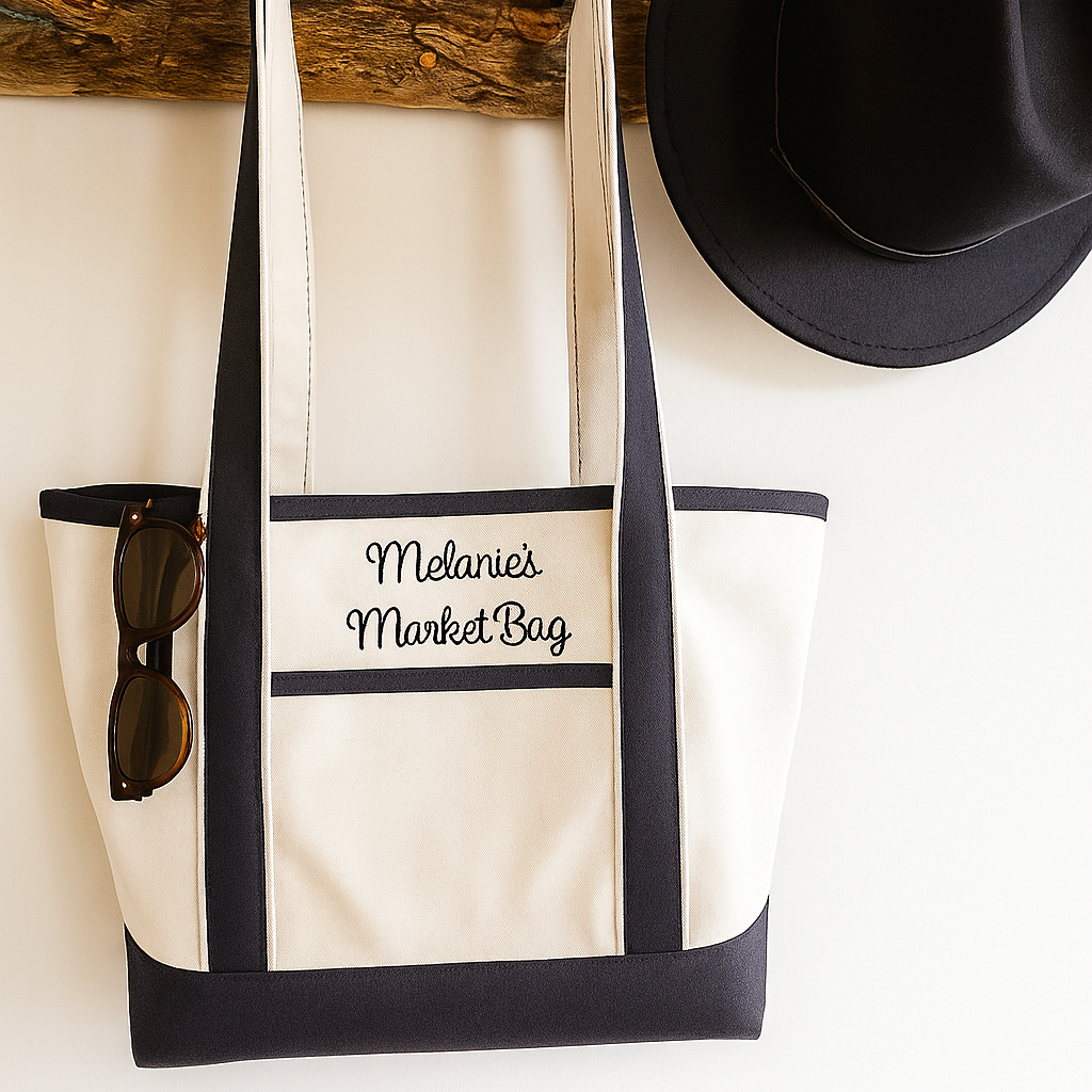 Personalized Embroidered Market Tote Bag – Custom Name
