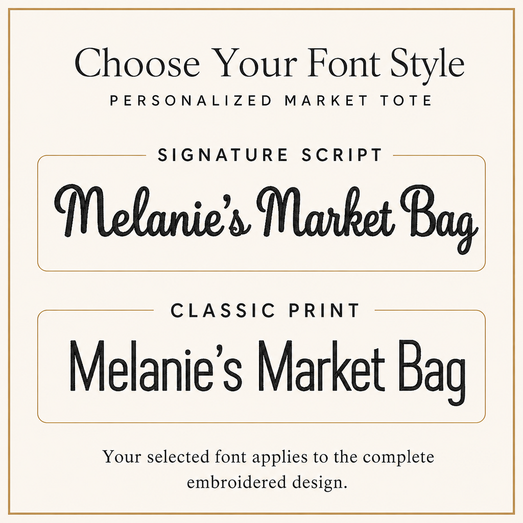 Personalized Embroidered Market Tote Bag – Custom Name