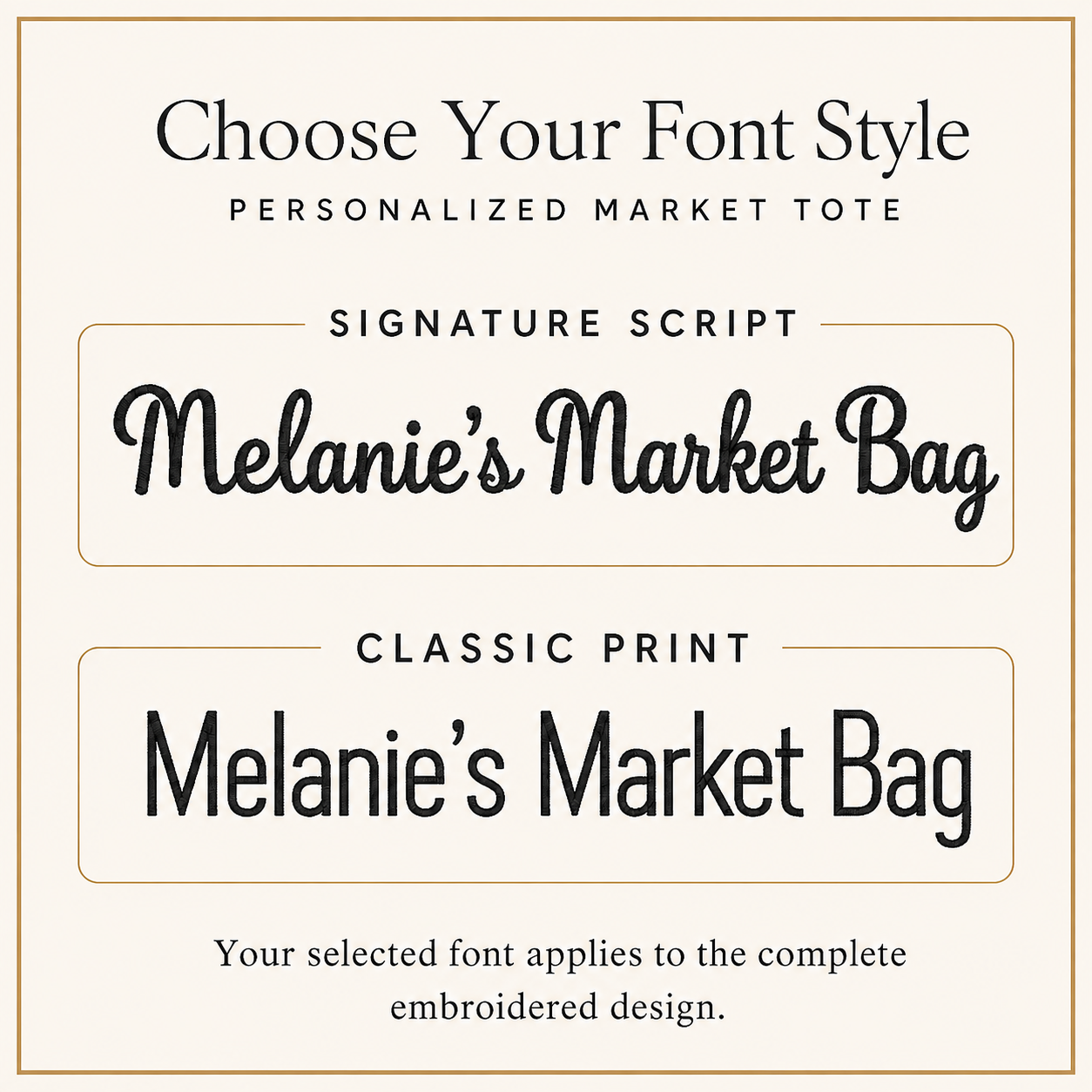 Personalized Embroidered Market Tote Bag – Custom Name