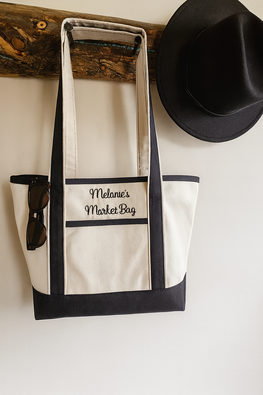 Personalized Embroidered Canvas Tote Bag – Custom Market Bag, Gift for Her, Reusable Shopping Tote