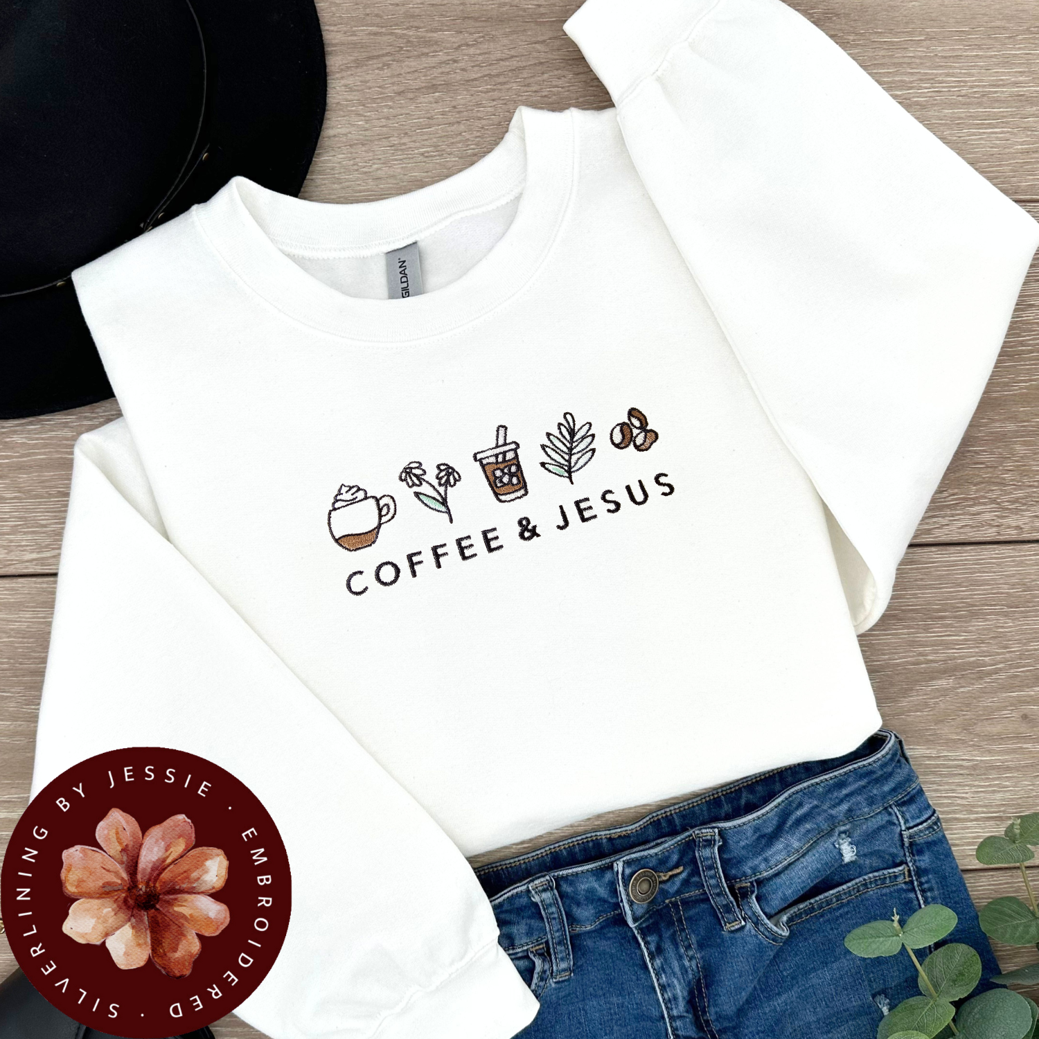 Christian Crewneck Sweatshirt Coffee Themed Mom Gift Cozy Christian Wear Fleece Lined Religious Clothing Faith Based Coffee Lover Church