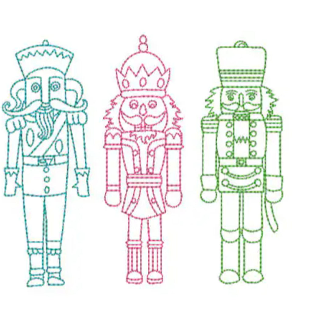 Embroidered, Cozy, Crewneck, Fleece Lined, Sweatshirt with Minimalist Three Nutcracker's in a row design.