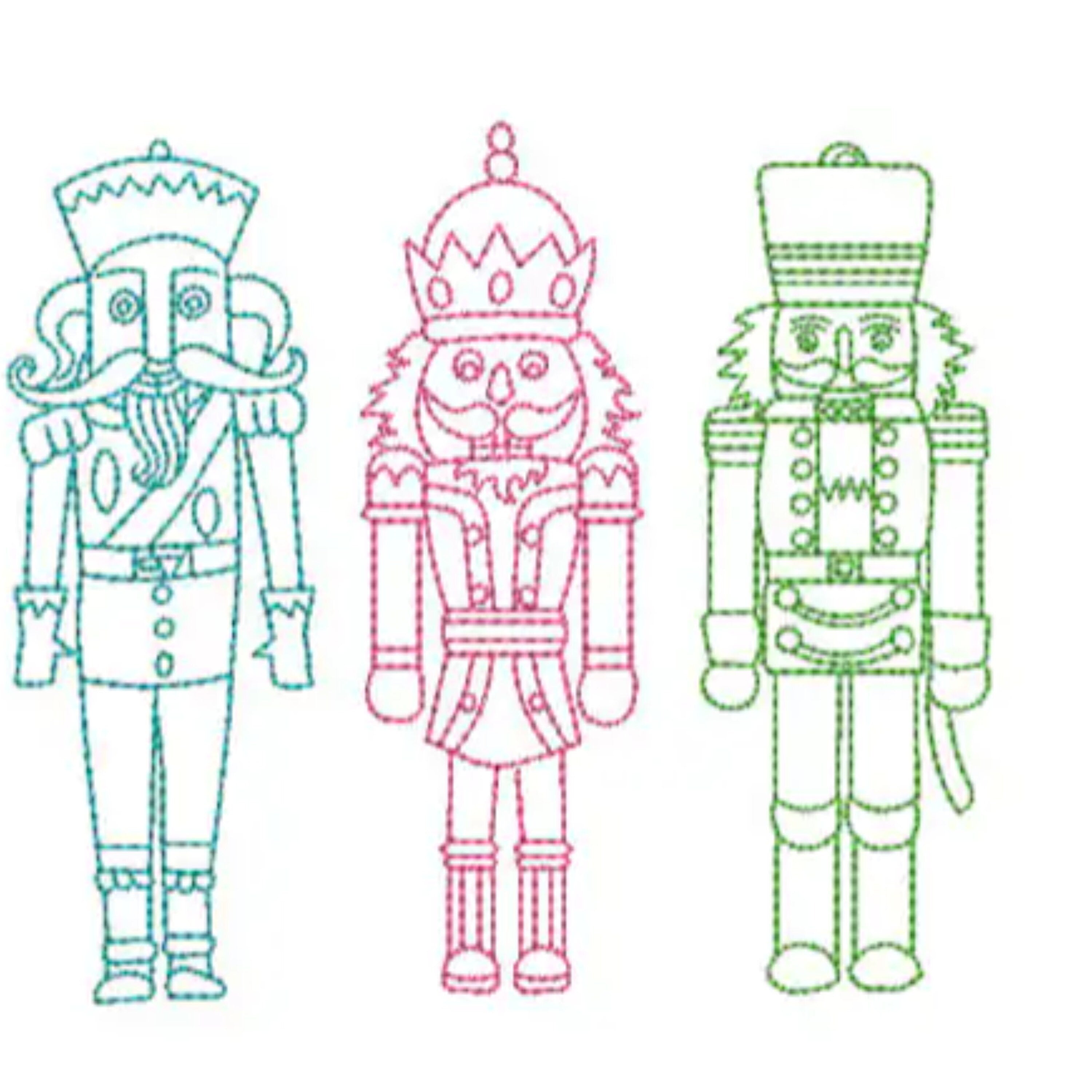 Embroidered, Cozy, Crewneck, Fleece Lined, Sweatshirt with Minimalist Three Nutcracker's in a row design.