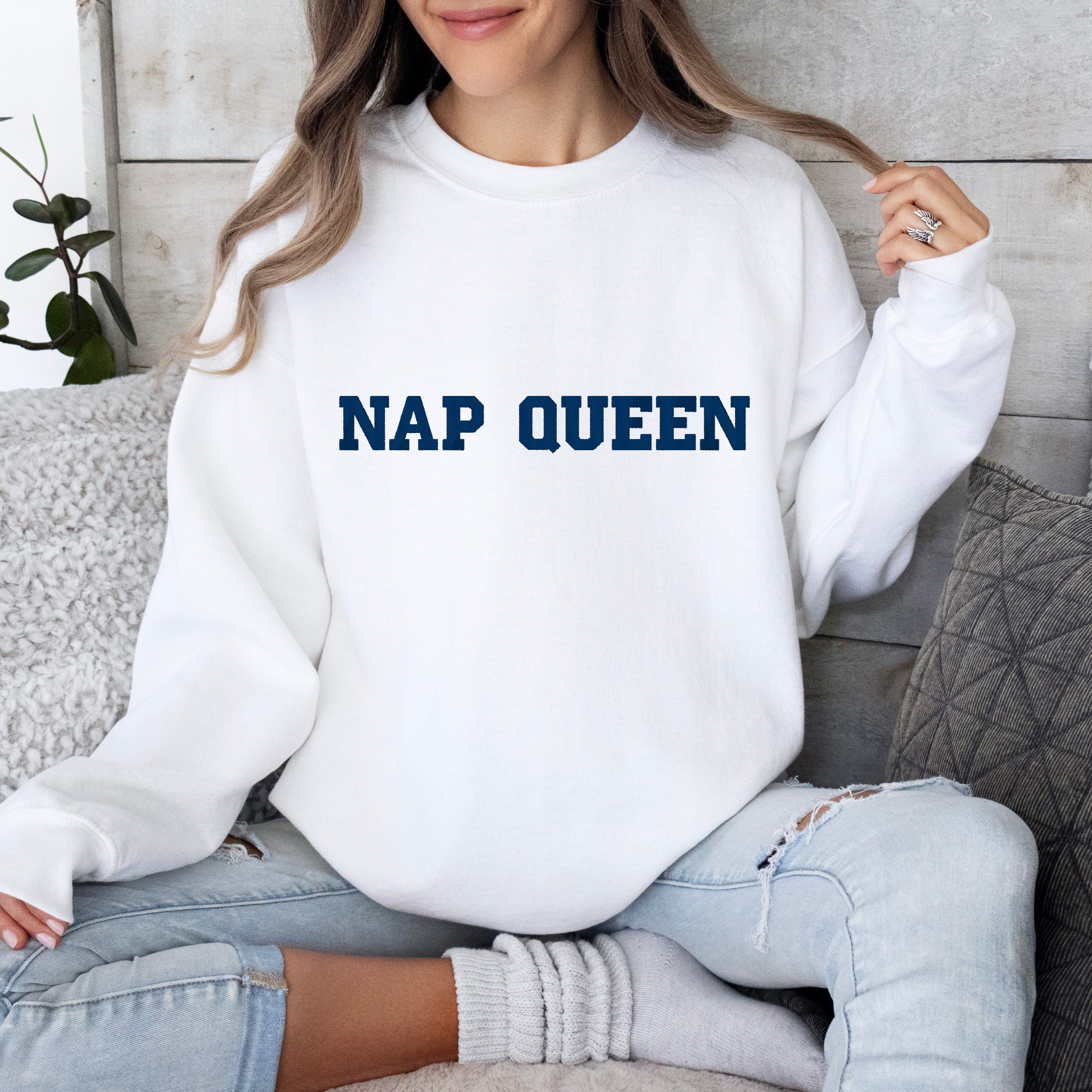 Embroidered Sweatshirt, Christmas Sweater Woman, Christmas Sweater Funny, Christmas Sweater, Sweater for mom. Nap Queen sweater.