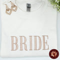 Bride Embroidered Crewneck Sweatshirt - Rose Gold. Bridal Shower Gift. Custom Embroidered Bridal Party Gift. Engagement Present.