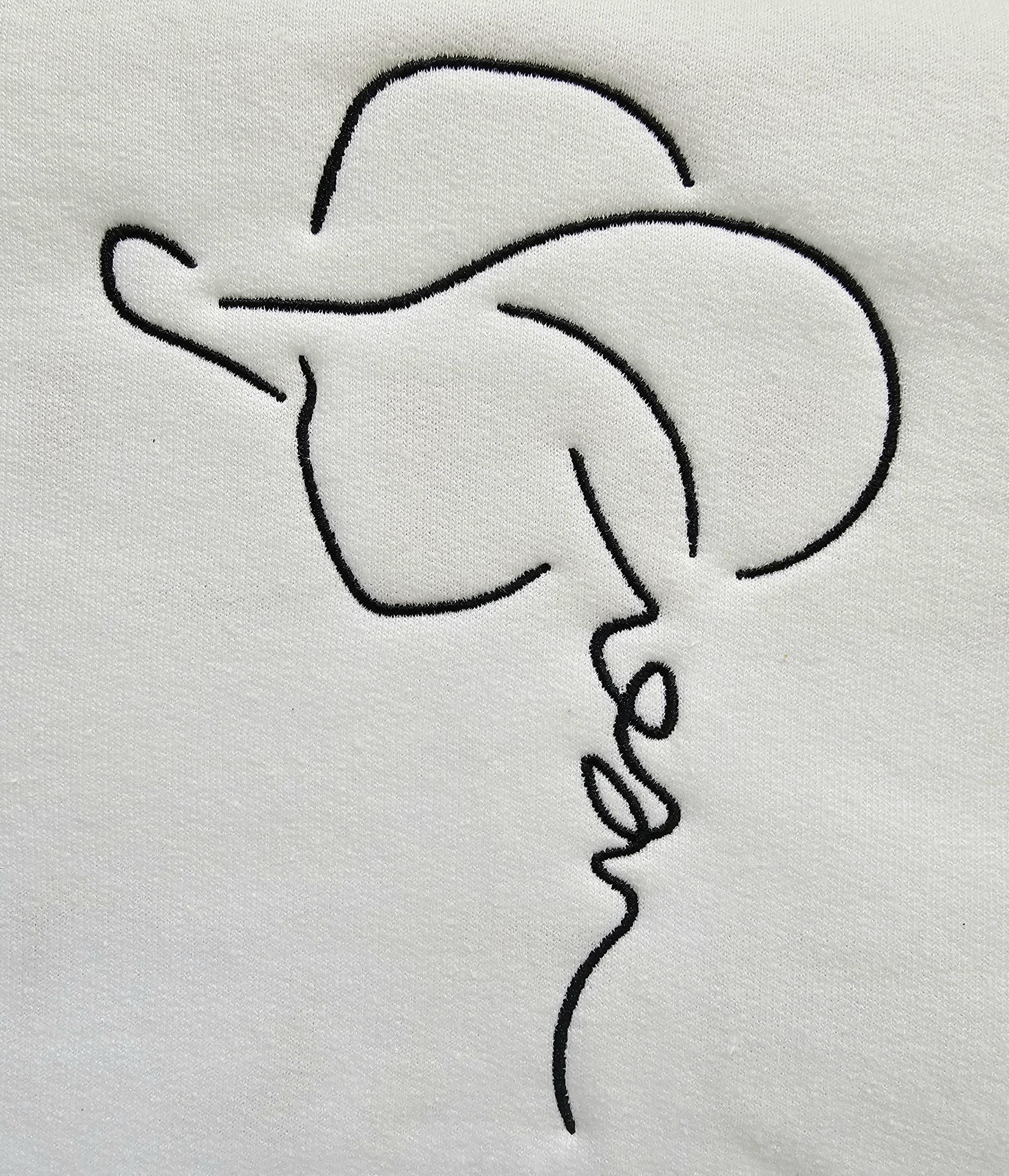 Cowgirl with Hat Outline Chic: Embroidered Sweatshirt for Women | Fleece Lined Cozy Crewneck, Ranch Life Sweater. Cowgirl Era Sweatshirt.