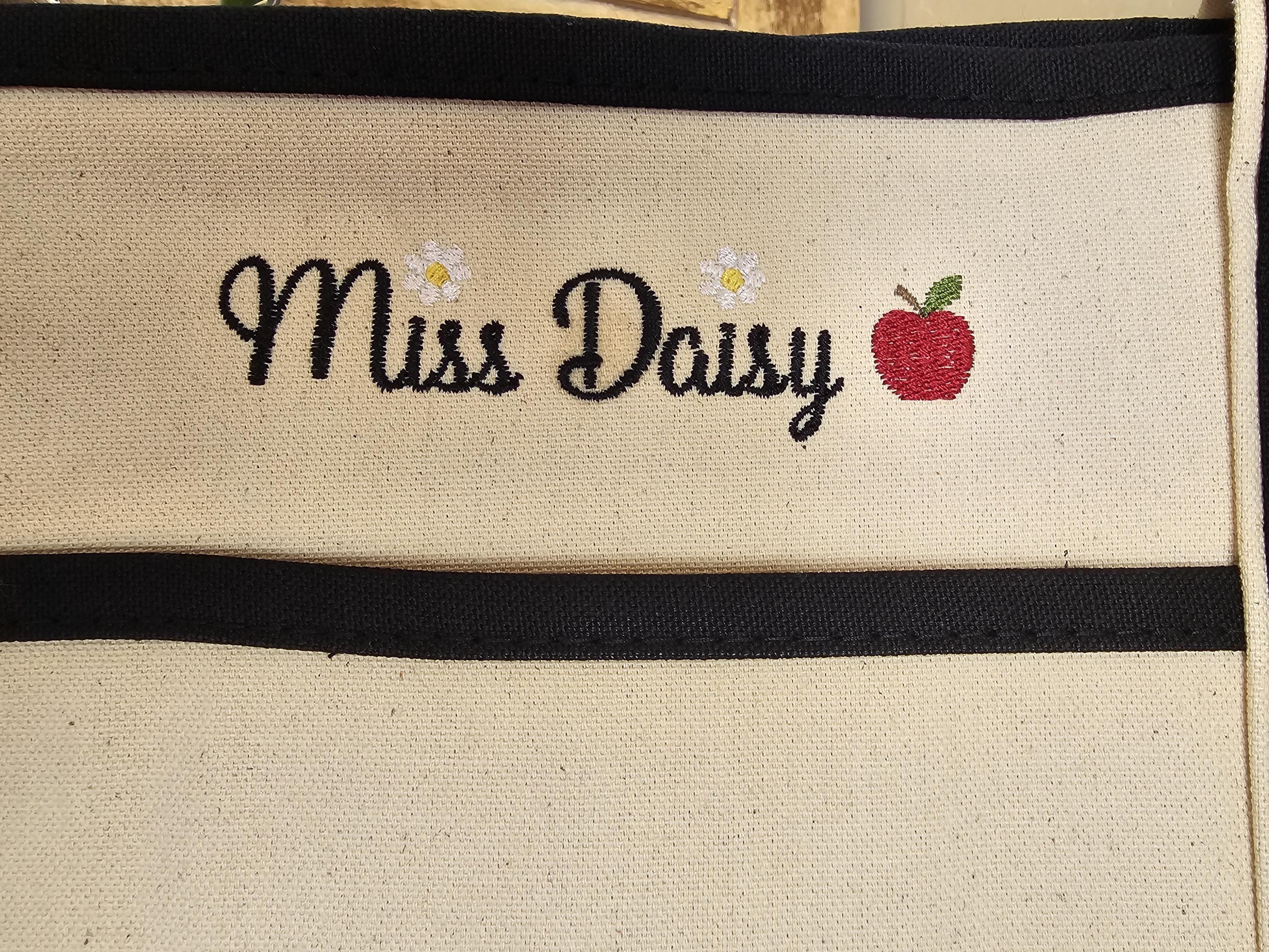 Personalized Embroidered Teacher Canvas Tote Bag with handles Large. Large Tote Teacher Gift. Monogrammed Teacher Tote. Back to School Totes