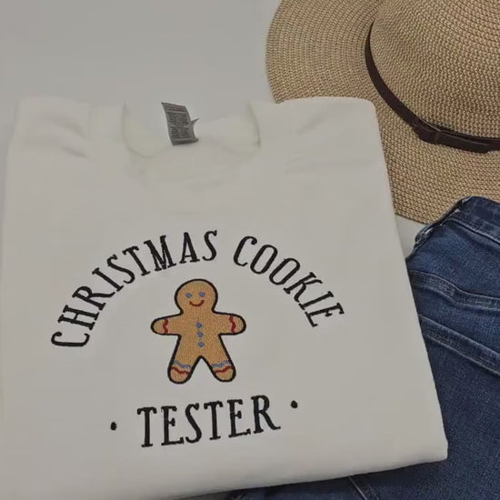 Embroidered Christmas Sweatshirt, Christmas Sweater Woman, Christmas Sweater Funny, Christmas Sweater, Christmas Cookie Tester, Gingerbread