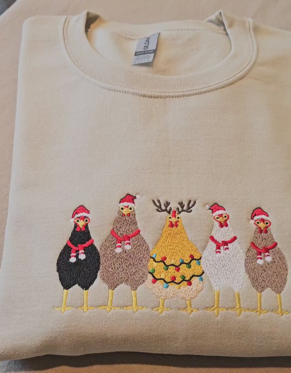 Embroidered Christmas Sweatshirt, Christmas Sweater Woman, Christmas Sweater Funny, Christmas Sweater, Christmas Chicken Sweatshirt.